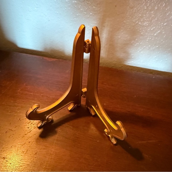 New 5” Acrylic Gold Easel Picture Plate Display Stand Picture Hanger - Picture 1 of 5
